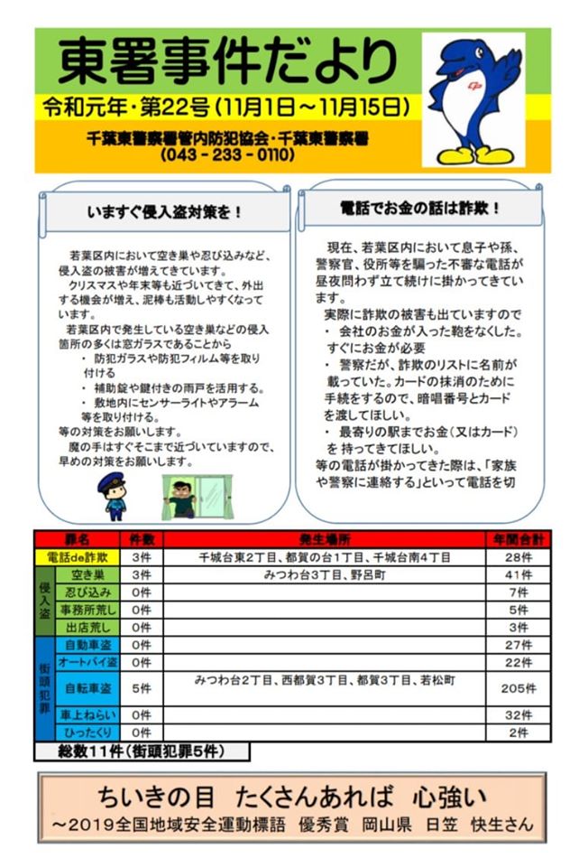 東署事件だよりが届きました